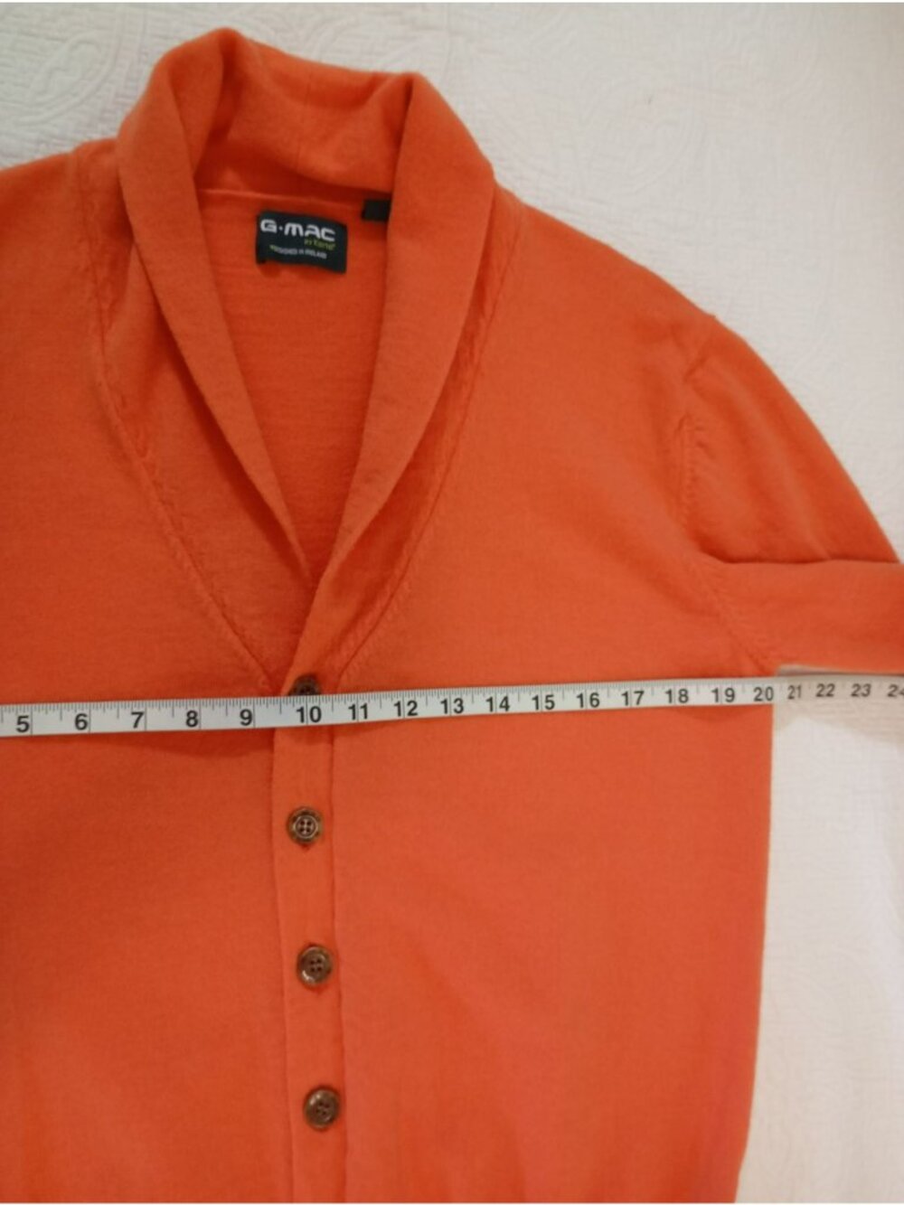 G-Mac By Kartel Cardigan Orange 100% Merino Wool Button-Up Sweater Size M - Picture 8 of 10